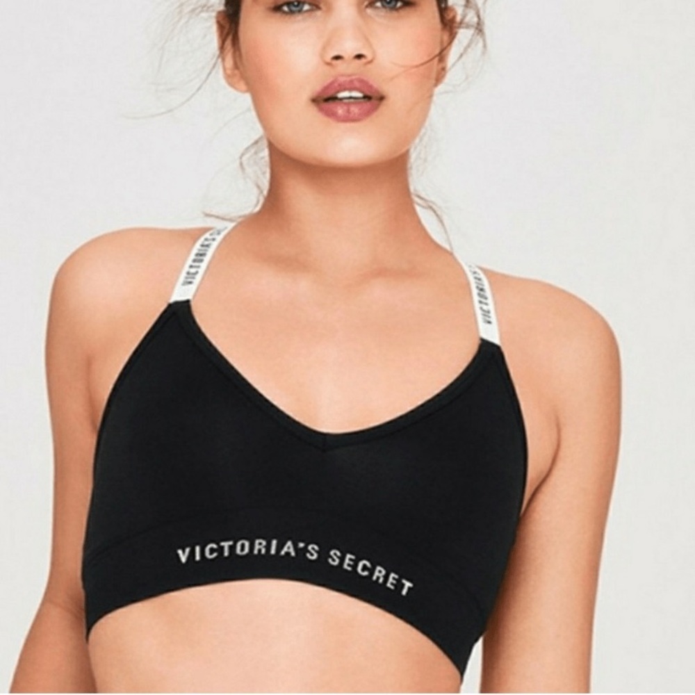 Victoria’s Secret black logo straps bralette sports bra size XL extra large